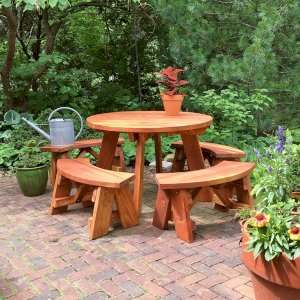 Wood picnic table clearance with detached benches